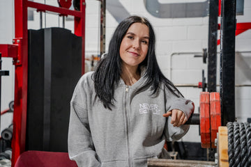 NEVER SETTLE Heavyweight Oversized Grey Zip Hoodie + FREE STRAPS