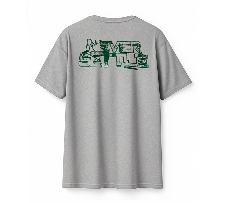 NEVER SETTLE Grey Heavy Oversized T-Shirt