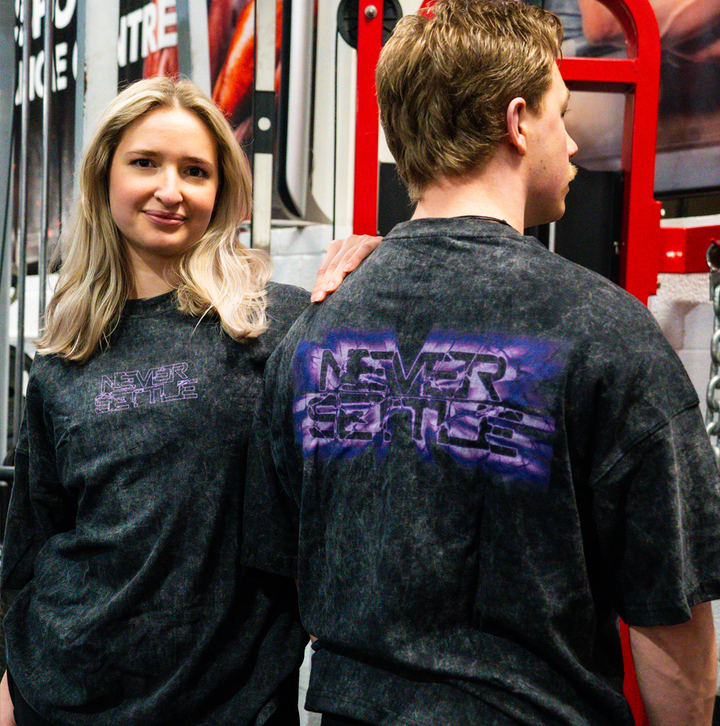 NEVER SETTLE Grey Acid Wash T Shirt